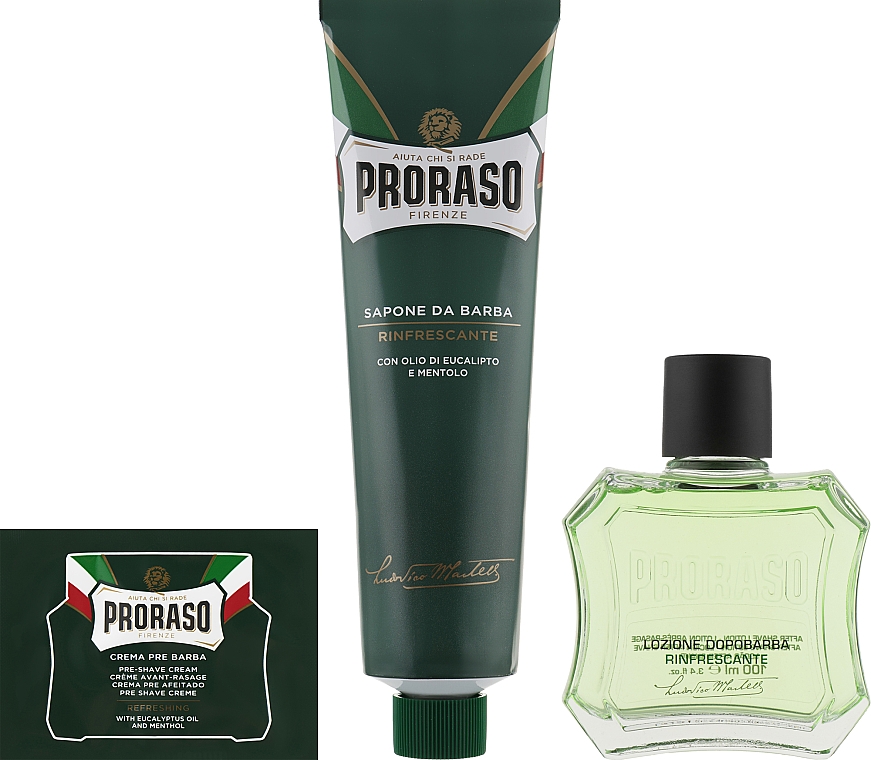 Набір для гоління з ментолом і евкаліптом - Proraso Green Classic Shaving Duo (sh/cr/150ml + ash/lot/100ml) — фото N2