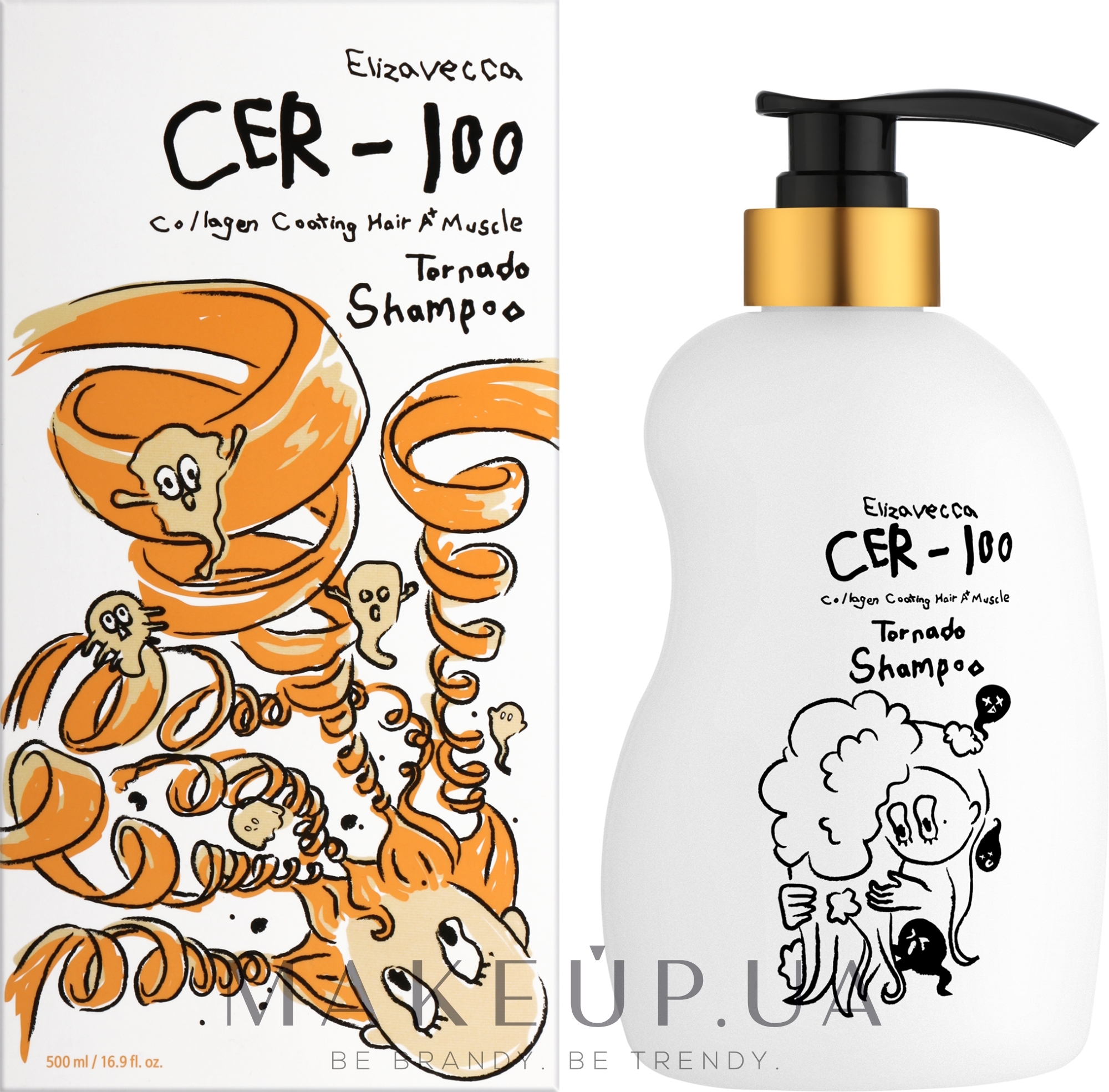 Шампунь для волос с коллагеном - Elizavecca CER-100 Collagen Coating Hair A+ Muscle Tornado Shampoo — фото 500ml