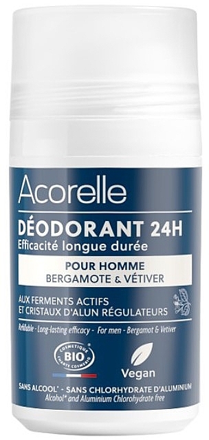 Шариковый дезодорант - Acorelle Deodorant Roll On 24H Pour Homme For Men — фото N1