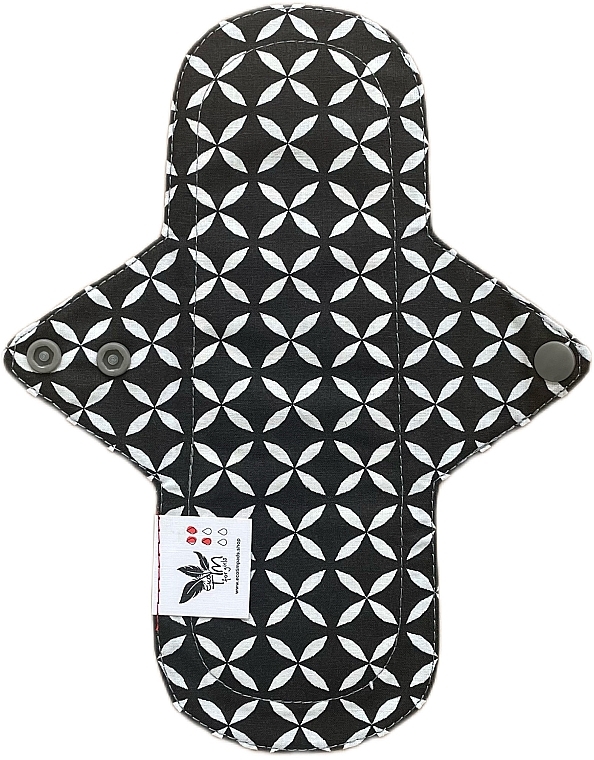 Багаторазова прокладка для менструаціі Нормал 3 краплі, чотирилисник на чорному - Ecotim For Girls  — фото N1