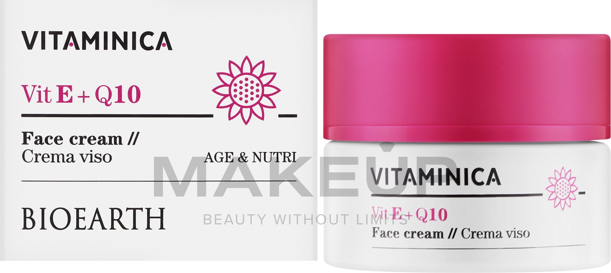 Крем для лица - Bioearth Vitaminica Vit E + Q10 Face Cream — фото 50ml