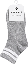 Жіночі короткі шкарпетки із широкими смугастими манжетами, сірі - Moraj — фото N1