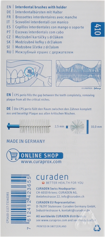 Набор ершиков «Prerio plus», CPS 410 с синим держателем - Curaprox — фото N2