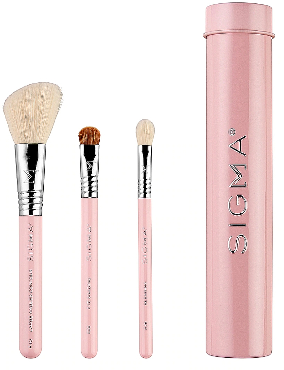 Набор кистей для макияжа в футляре, светло-розовый, 3 шт - Sigma Beauty Essential Trio Brush Set  — фото N1