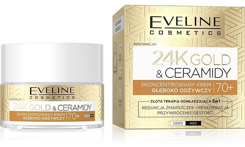 Питательный крем для лица - Eveline Cosmetics 24K Gold&Ceramidy Nourishing Cream 70+ — фото N1