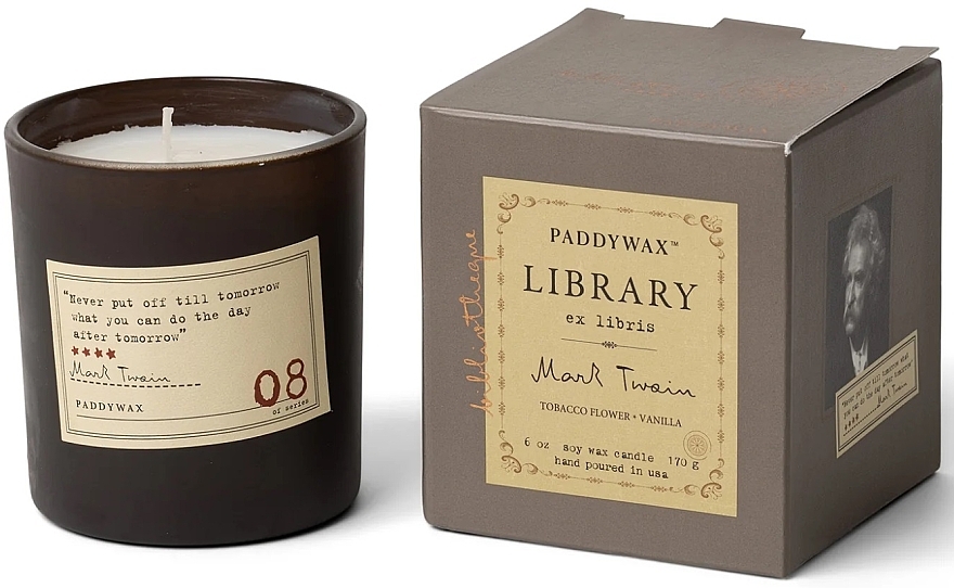 Ароматична свічка у склянці - Paddywax Library Mark Twain Candle — фото N1