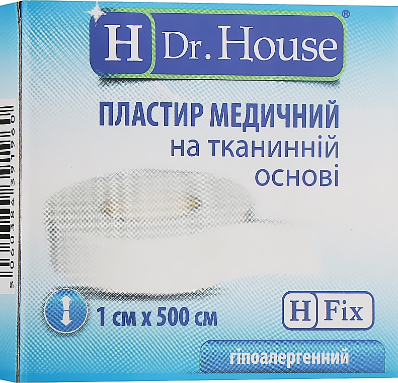 Медичний пластир на тканинній основі, 1х500 см - H Dr. House — фото N1