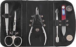 Маникюрный набор, 5 предметов, кожа черная, 77503AM - SPL — фото N2