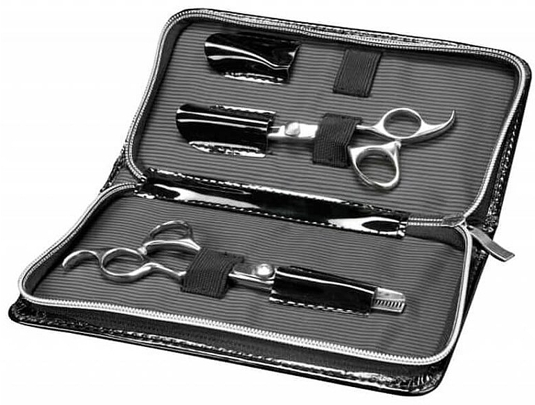 Набор из 2 ножниц в черном чехле - Olivia Garden SilkCut Scissors 500 + 635 Black Pouch — фото N1