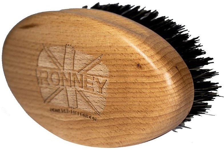 Дерев'яна щітка для бороди з натуральною щетиною, світла - Ronney Professional Barber Big Brush