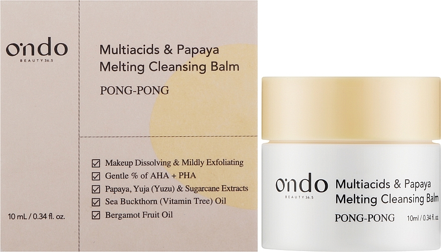 Бальзам для снятия макияжа - Ondo Beauty 36.5 Multiacids & Papaya Melting Cleansing Balm (мини) — фото N2