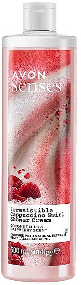 Кремовый гель для душа "Малина и кокосовое молоко" - Avon Senses Irresistible Cappuccino Swirl Shower Cream — фото N1