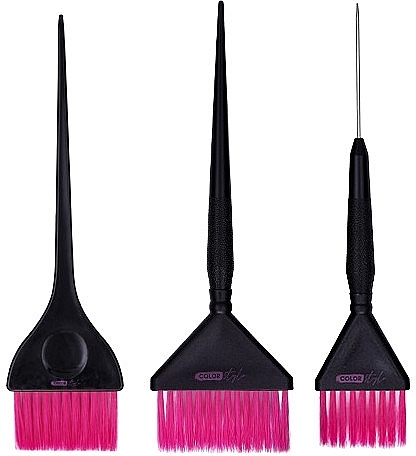 Набор кистей для окрашивания, фуксия - Bifull Professional 3 Piece Color Brush Set — фото N1