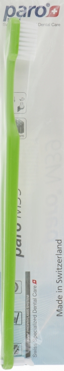 Зубна щітка з монопучковою насадкою (поліетиленова упаковка), салатова - Paro Swiss M39 Toothbrush — фото N1
