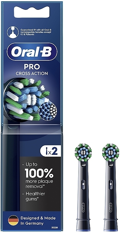 Змінна насадка для електричної зубної щітки, 2 шт. - Oral-B Pro Cross Action Black — фото N1