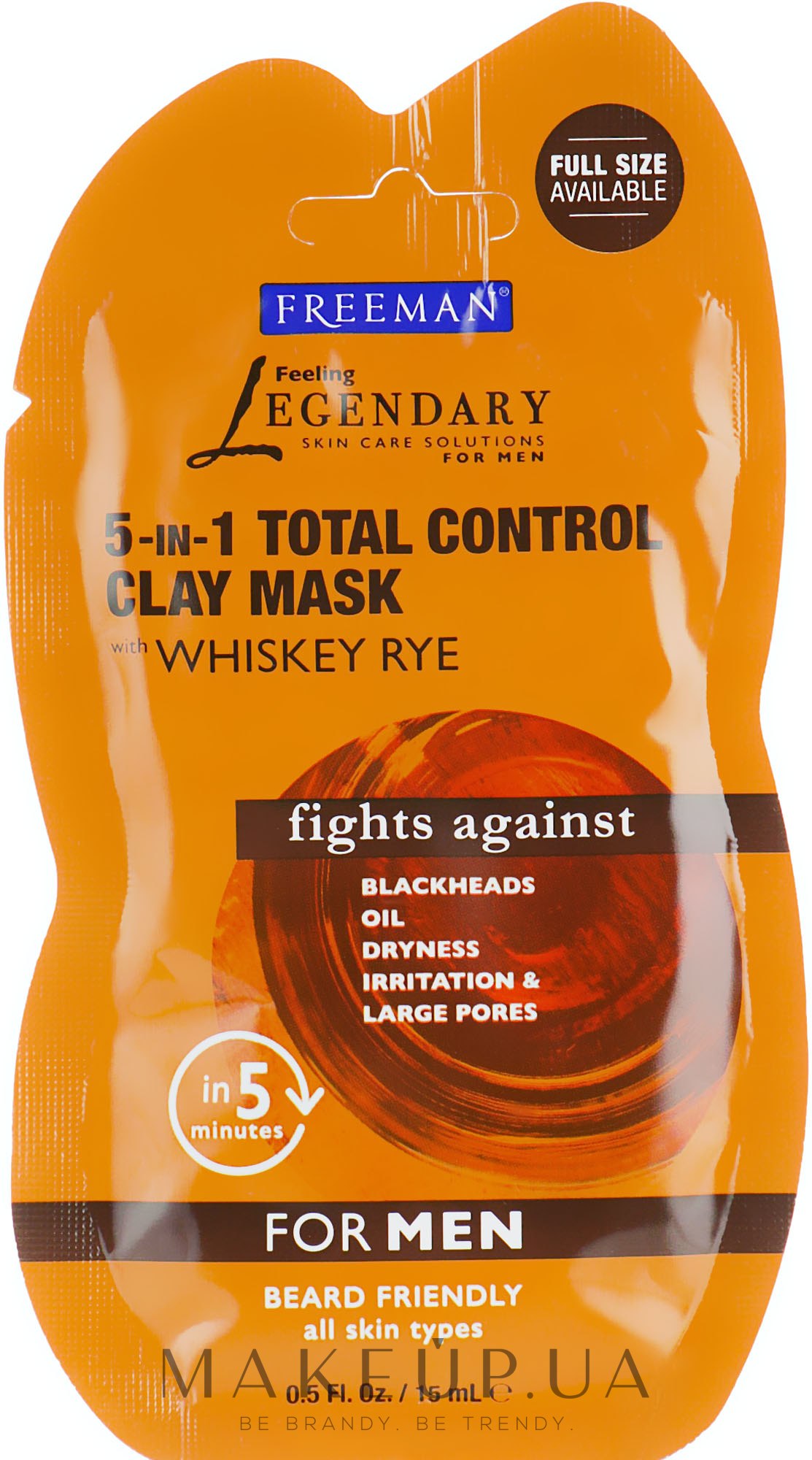 Маска для чоловіків "Комплексний контроль. Житній віскі" - Freeman Feeling Beautiful Total Control Clay Mask — фото 15ml