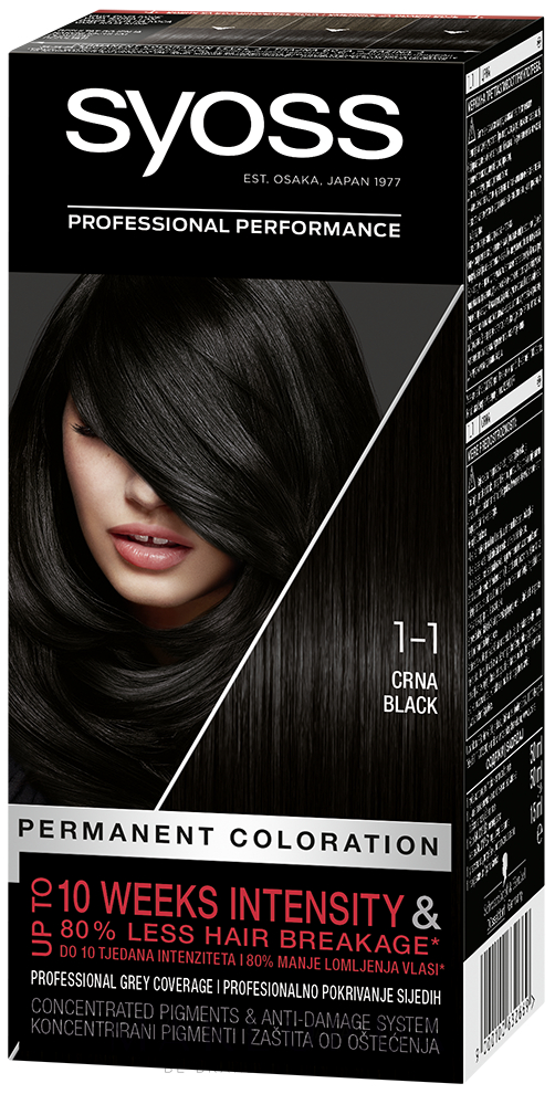 Стойкая крем-краска для волос - Syoss Permanent Coloration — фото 1-1 - Черный