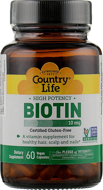 Біотин, 10000 мкг - Country Life Biotin — фото N1