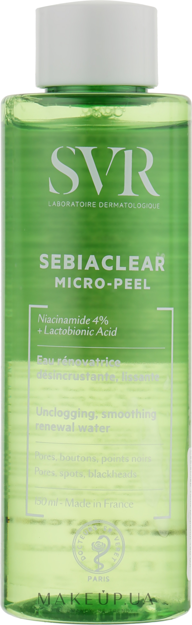 Очищувальна і розгладжувальна відновлювальна вода - SVR Sebiaclear Micro Peel — фото 150ml