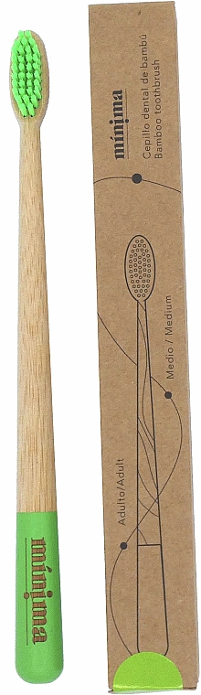 Бамбукова зубна щітка середня, зелена - Minima Organics Bamboo Toothbrush Medium — фото N1