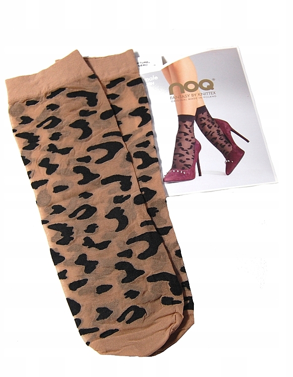 Шкарпетки жіночі з малюнком, "Animale", 20 Den, naturel/nero - Knittex — фото N1