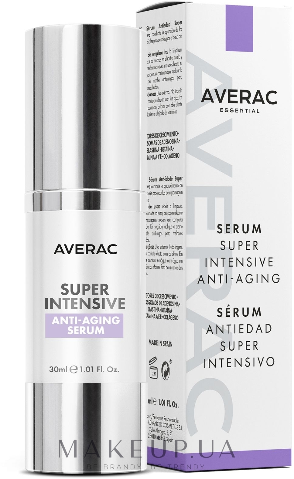 Суперинтенсивная антивозрастная сыворотка - Averac Essential Super Intensive Anti-Aging Serum — фото 30ml