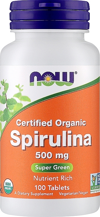 Природная добавка "Спирулина" 500 мг - Now Foods Certified Organic Spirulina Tablets — фото N1