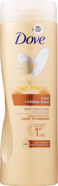 Лосьон для тела с эффектом автозагара - Dove Visible Glow Gradual Self-Tan Lotion Fair-Medium Skin — фото N1