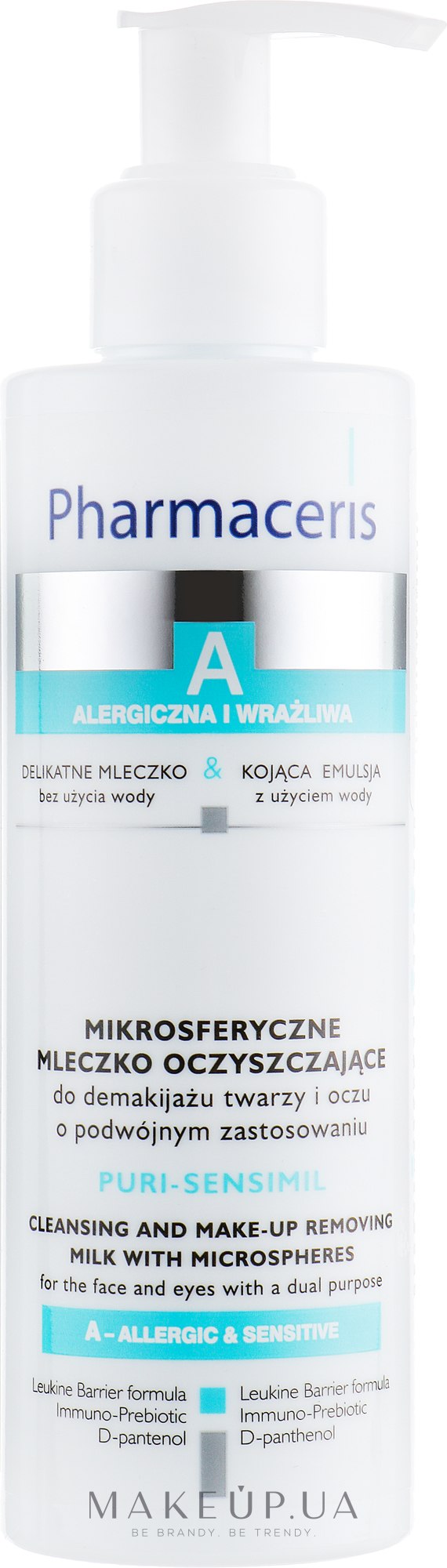 Очищающее молочко для снятия макияжа с лица и глаз - Pharmaceris A  Puri-Sensimil Cleansing Milk With Microspheres: купить по лучшей цене в  Украине | Makeup.ua