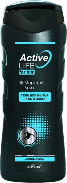 Гель для миття тіла і волосся "Морський бриз" - Bielita Active Life Shower Gel