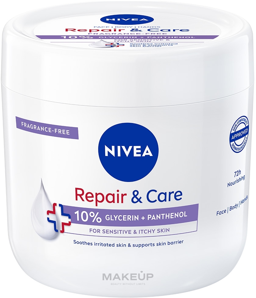 Крем для тіла "Відновлення та догляд" для чутливої та подразненої шкіри - NIVEA Repair & Care Deep Moisture Serum Body Cream — фото 400ml