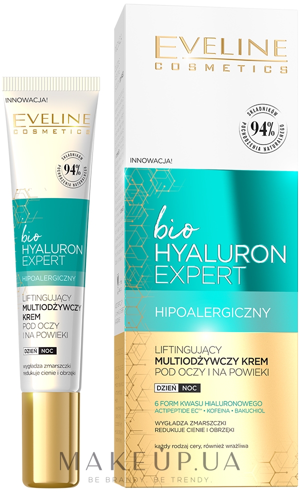 Мультиживильний ліфтинг-крем для очей і повік - Eveline Cosmetics Bio Hyaluron Expert — фото 20ml