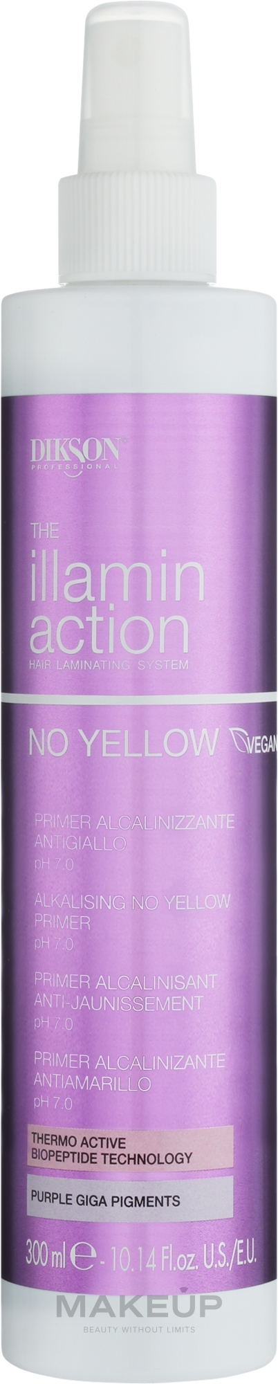 Праймер нейтрализатор желтизны для ламинирования волос - Dikson Illaminaction Alkalising No Yellow Primer pH 7.0 — фото 300ml