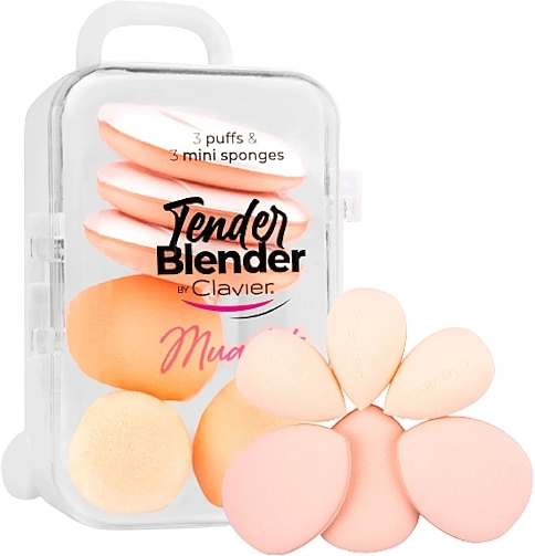 Мінінабір спонжів для макіяжу, білий, 6 шт. - Clavier Tender Blender Mua Kit — фото N1