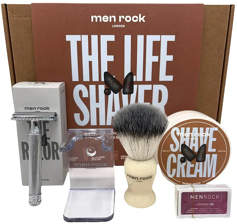 Набор, 5 продуктов - Men Rock Ultimate Classic Shaving Gift Set Sandalwood — фото N1
