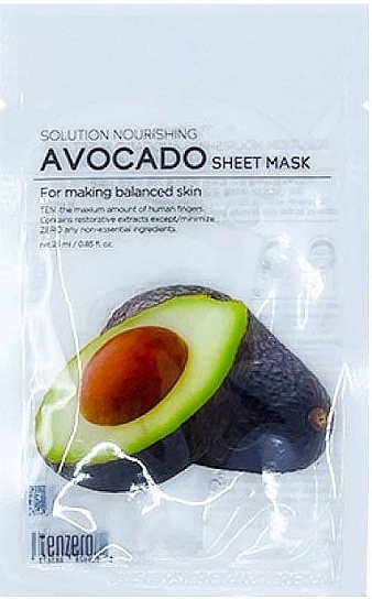 Маска для лица с экстрактом авокадо - Tenzero Solution Sheet Mask Nourishing Avocado  — фото N1