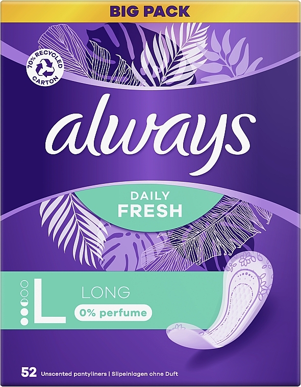 Ежедневные гигиенические прокладки без запаха, 52 шт - Always Daily Fresh Long — фото N2