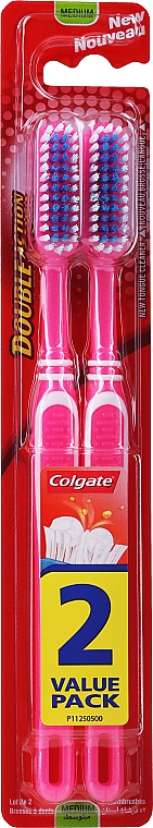 Зубна щітка, рожева + рожева - Colgate Double Action Medium Toothbrushes — фото N1
