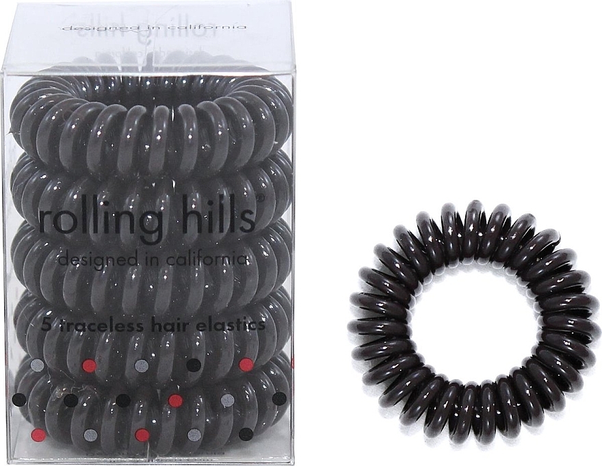 Резинка-браслет для волосся, темно-коричнева - Rolling Hills 5 Traceless Hair Rings Dark Brown — фото N1