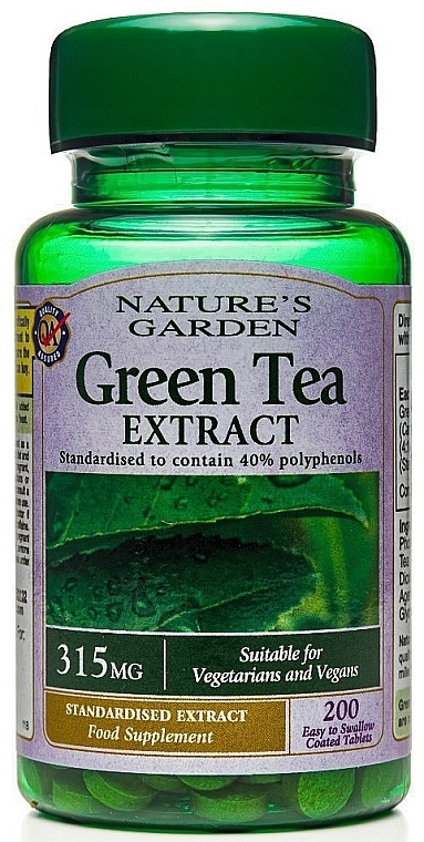 Пищевая добавка "Экстракт зеленого чая" - Holland & Barrett Nature's Garden Green Tea Extract 315mg — фото N1