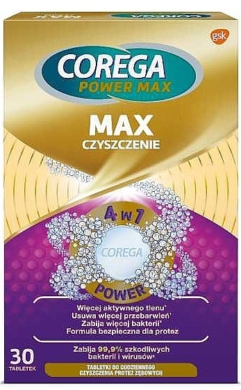 Таблетки для зубных протезов - Corega Max Clean 4-in-1 Power — фото N1