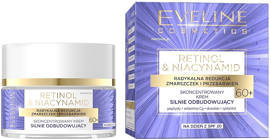 Концентрированный ультравосстанавливающий дневной крем 60+ - Eveline Cosmetics Retinol & Niacynamid — фото N1