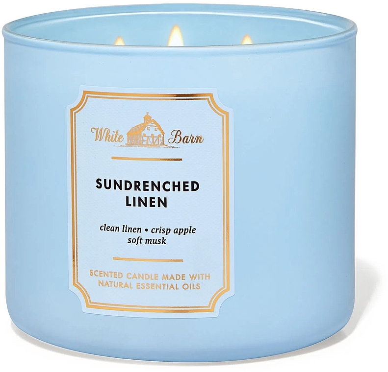 Аромасвеча 3-фитильная - Bath and Body Works White Barn Sun-Drenched Scented Candle — фото N1
