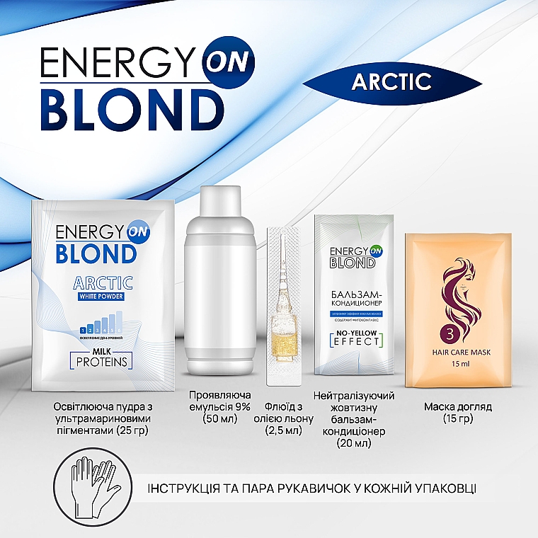 Освітлювач для волосся "Arctic" з флюїдом - Acme Color Energy Blond — фото N3