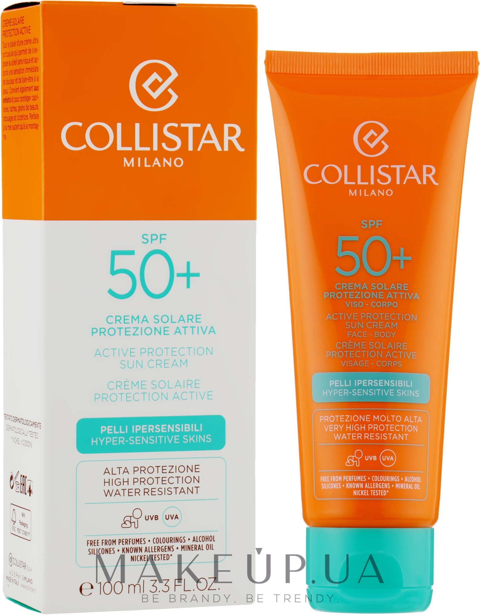 Інтенсивний сонцезахисний крем для обличчя і тіла - Collistar Active Protection Sun Cream Face Body SPF 50+ — фото 100ml