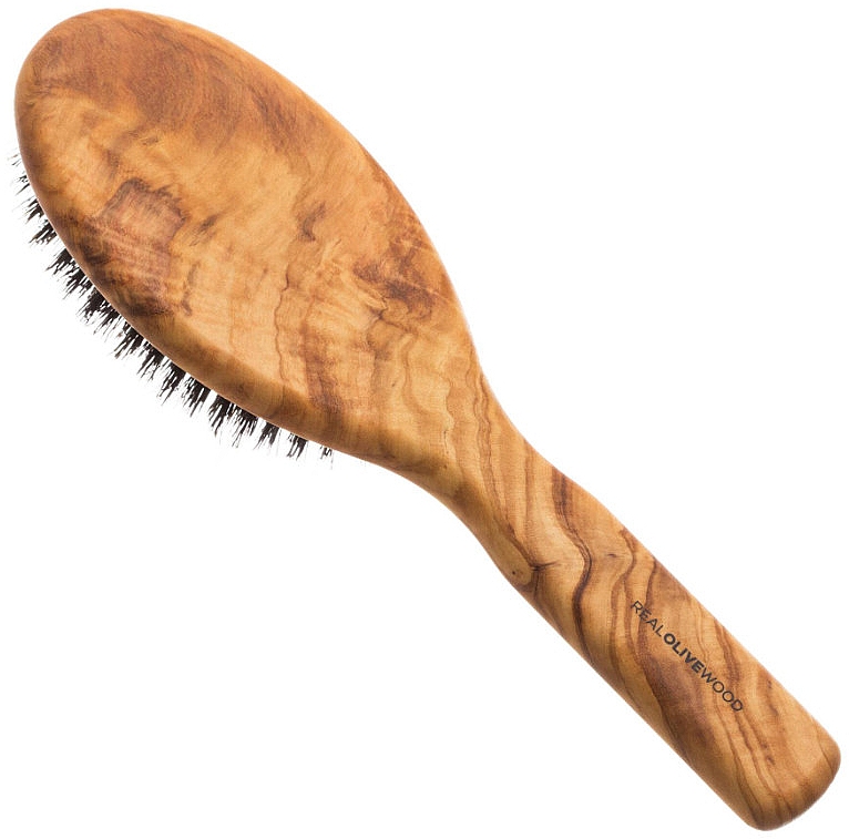 Щетка для волос из оливкового дерева с кабаньей щетиной - Hydrea London Olive Wood Hair Brush With Boar Bristle — фото N2