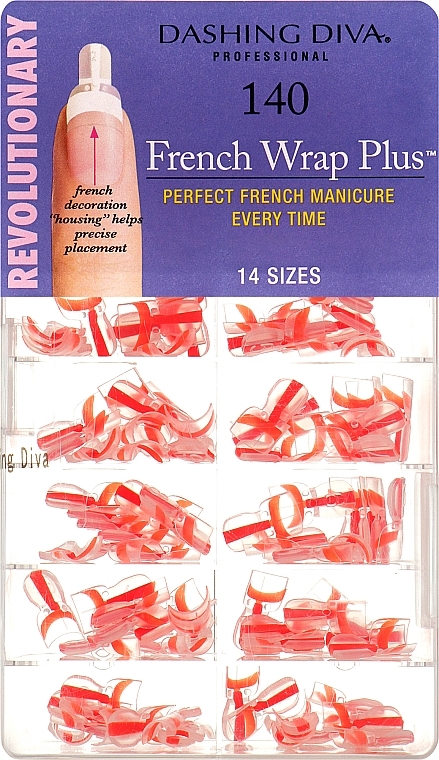 Типсы узкие цветные "Френч Смайл+" - Dashing Diva French Wrap Plus Color 140 Tips