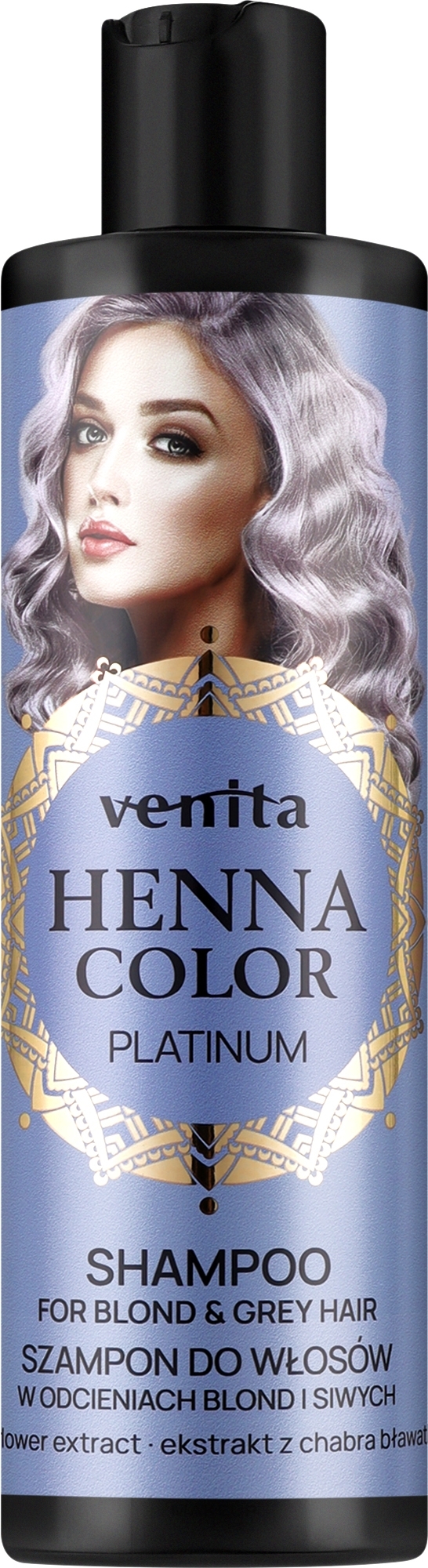 Шампунь для світлого та сивого волосся з екстрактом волошки - Venita Henna Color Shampoo Platinum — фото 300ml