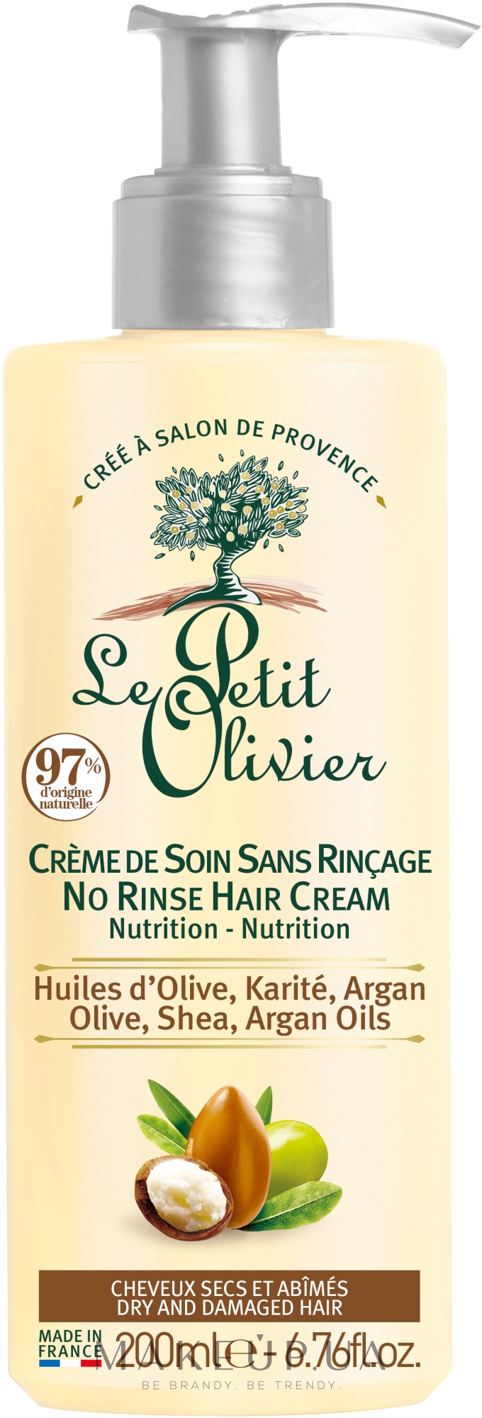 Крем-уход для волос с оливковым,аргановым и ши маслами - Le Petit Olivier Olive Karite Argan Creme De Soin — фото 200ml