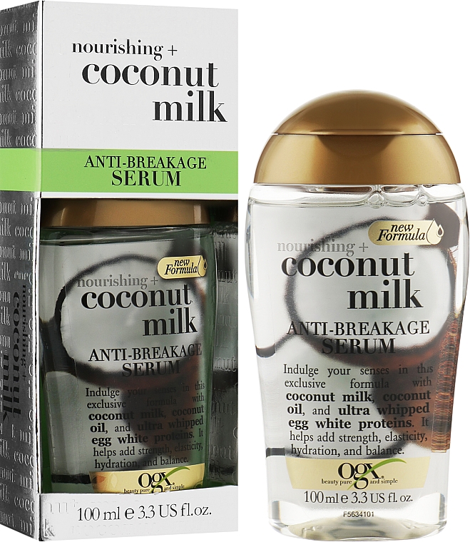Живильна сироватка проти ламкості волосся з кокосовим молоком - OGX Coconut Milk Anti-Breakage Serum — фото N2